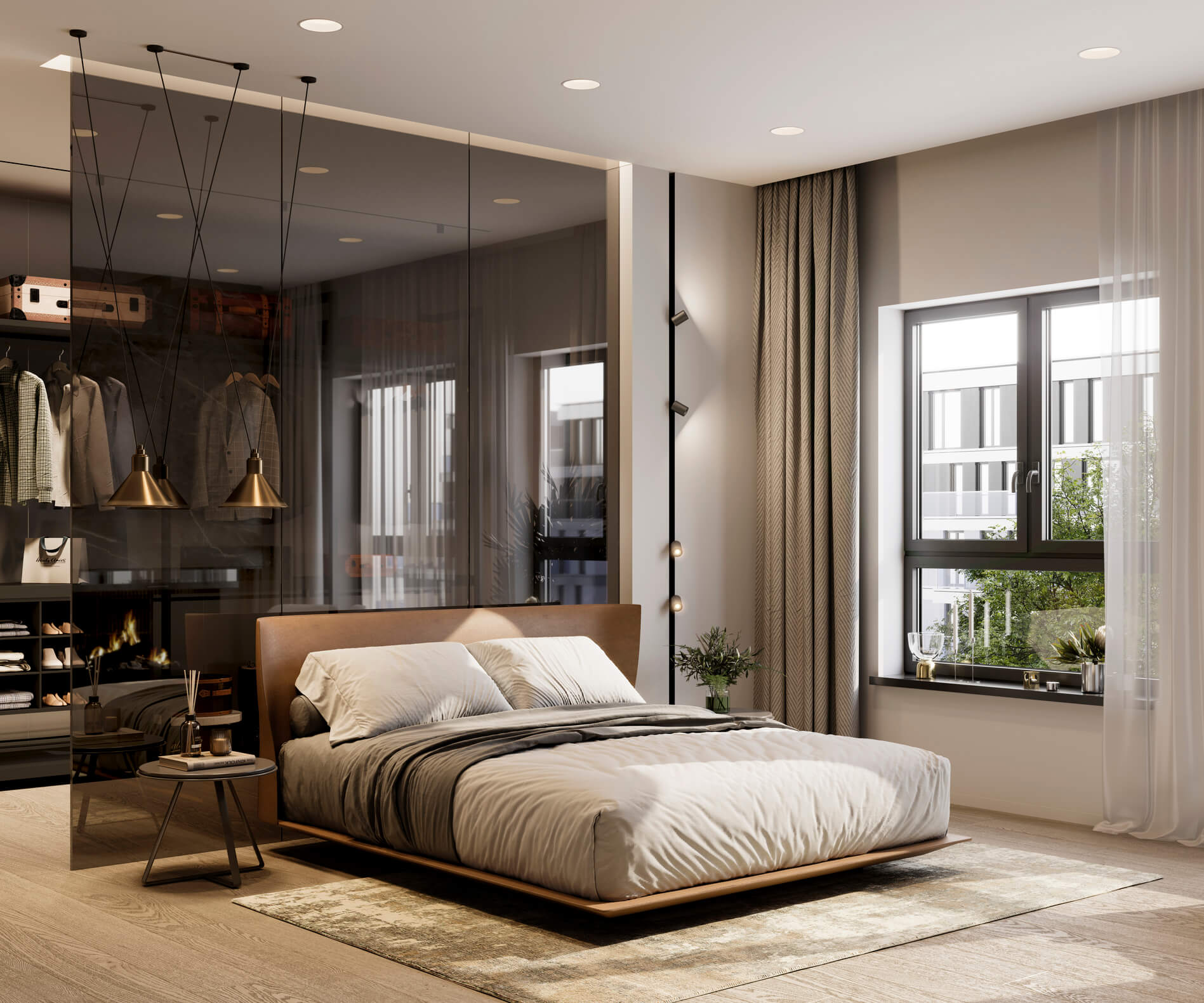 decoração quarto com closet moveis planejados