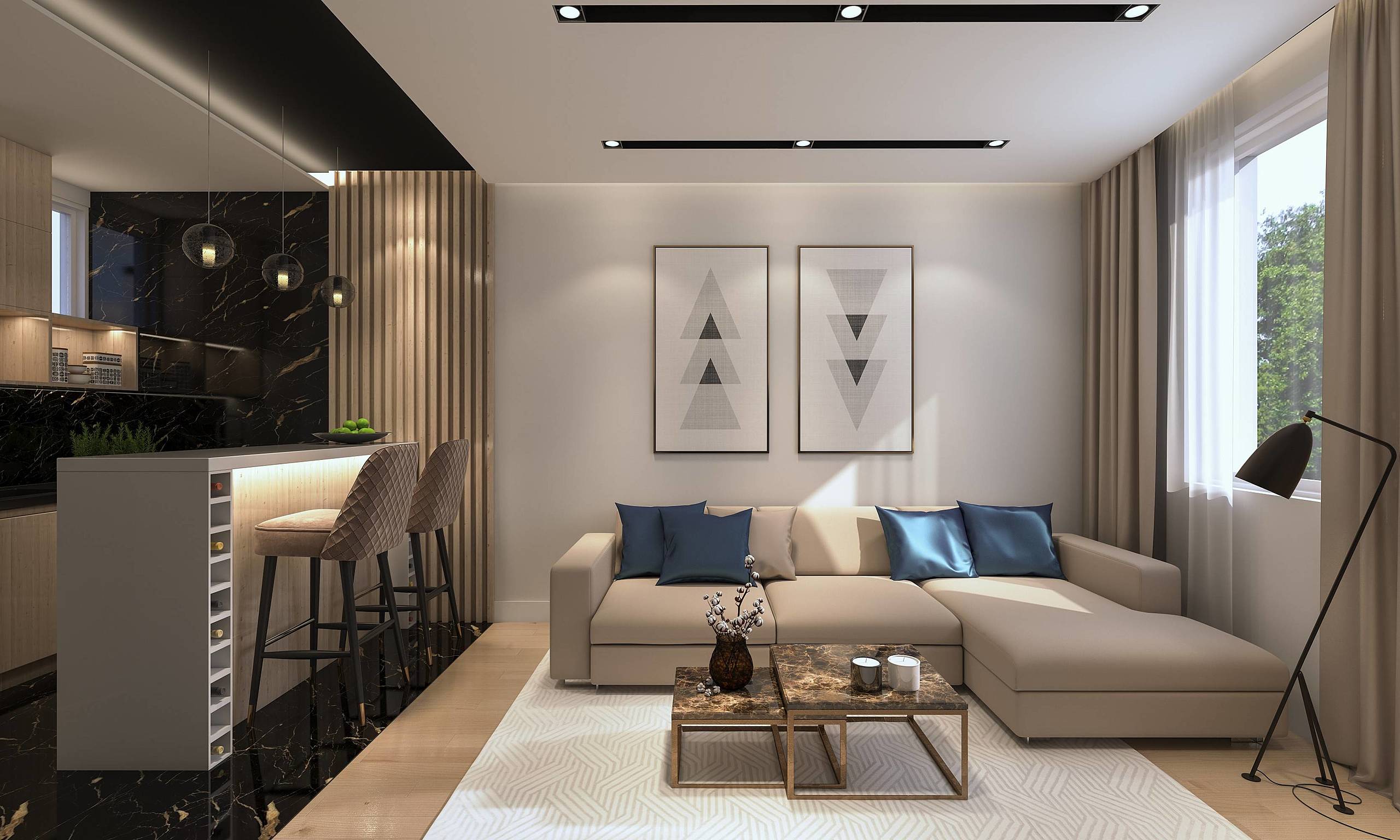 sala integrada - delimitar espaços - almofadas decorativas